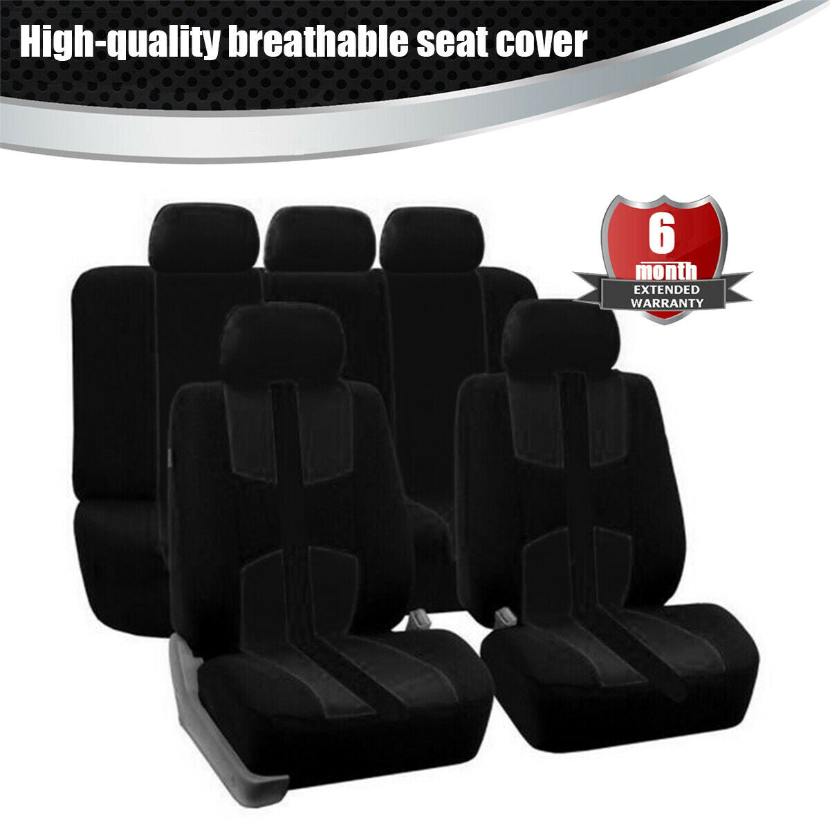 Universal Breathable seat cover 5 Seat Black Four seasons For Car Truck Suv