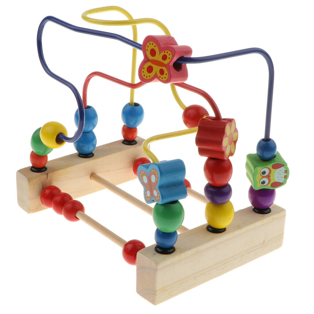 Bead Maze Activity   for Baby, Toddler Wooden Roller Coaster Sliding Beads on