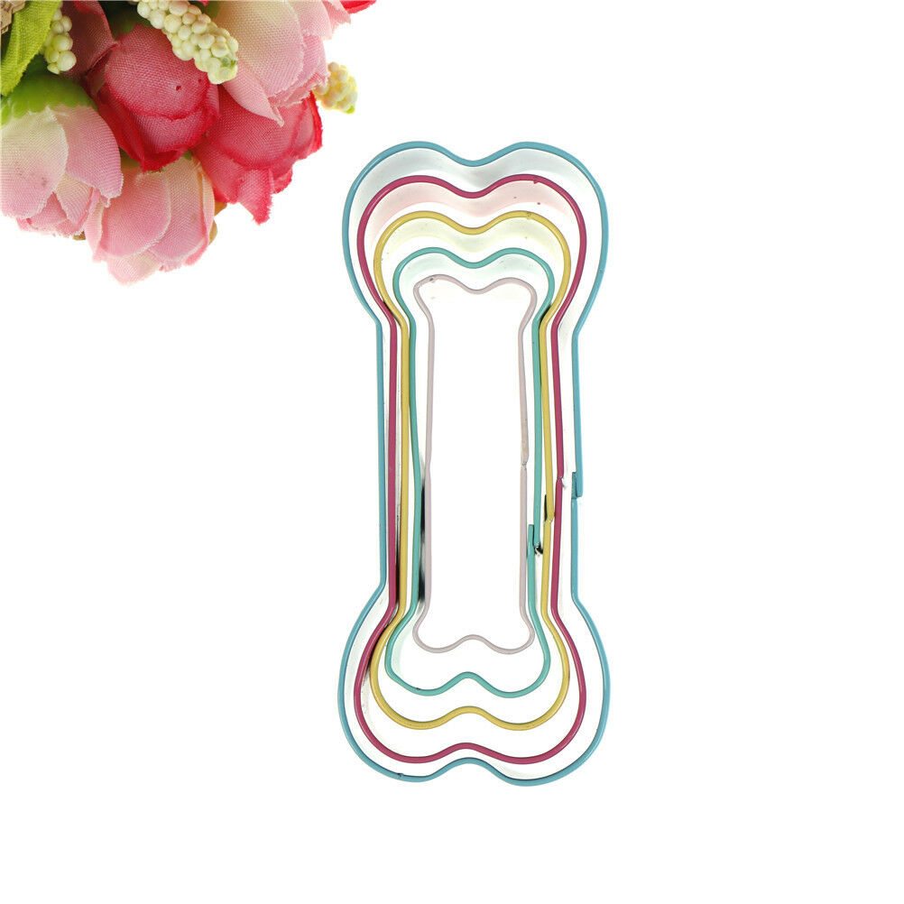 5pcs biscuit stainless steel baking colorful dog bone cutter fondant cook.l8