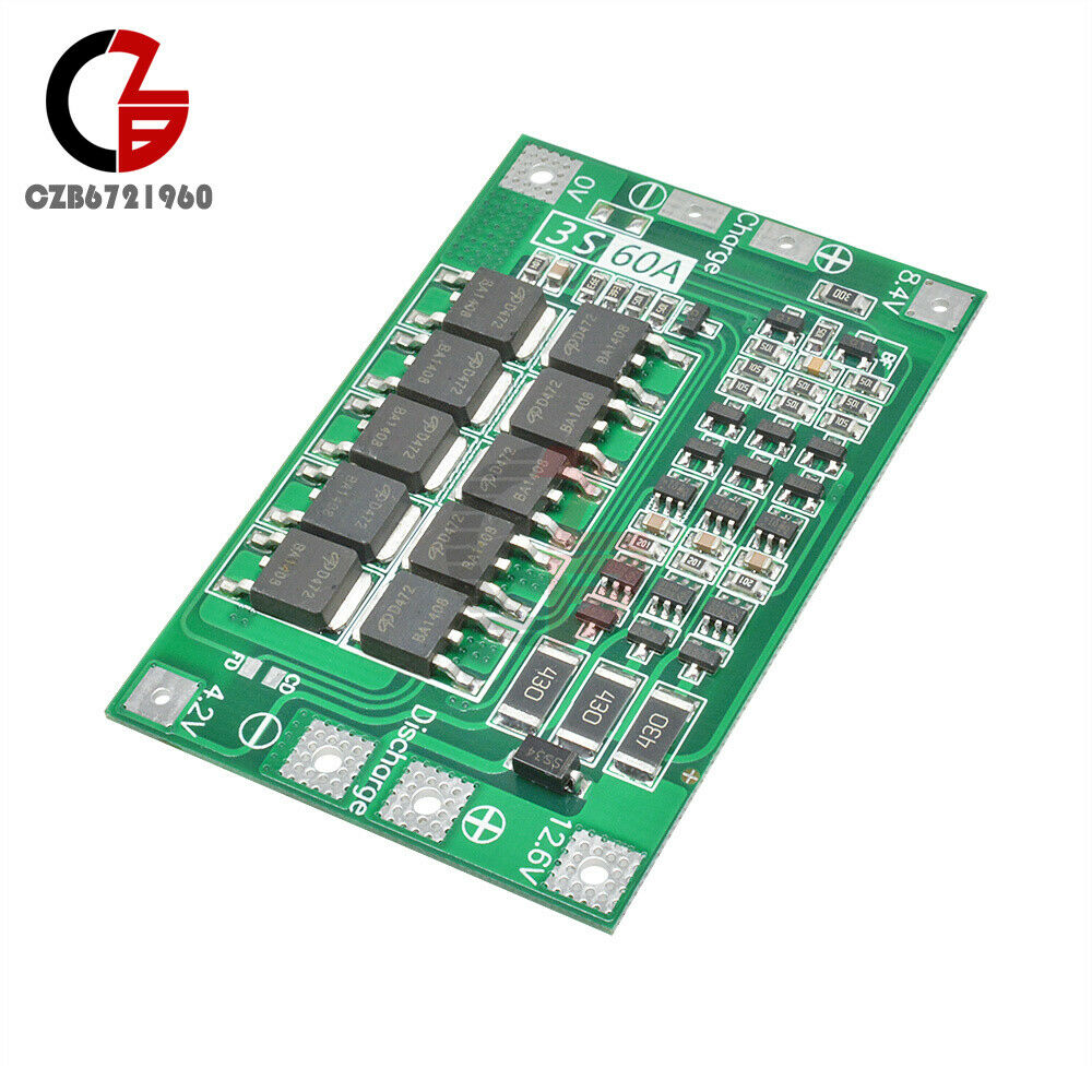 3S 60A 12.6V Li-Ion LiPo Battery BMS 18650 Charger Balanced Protection Board