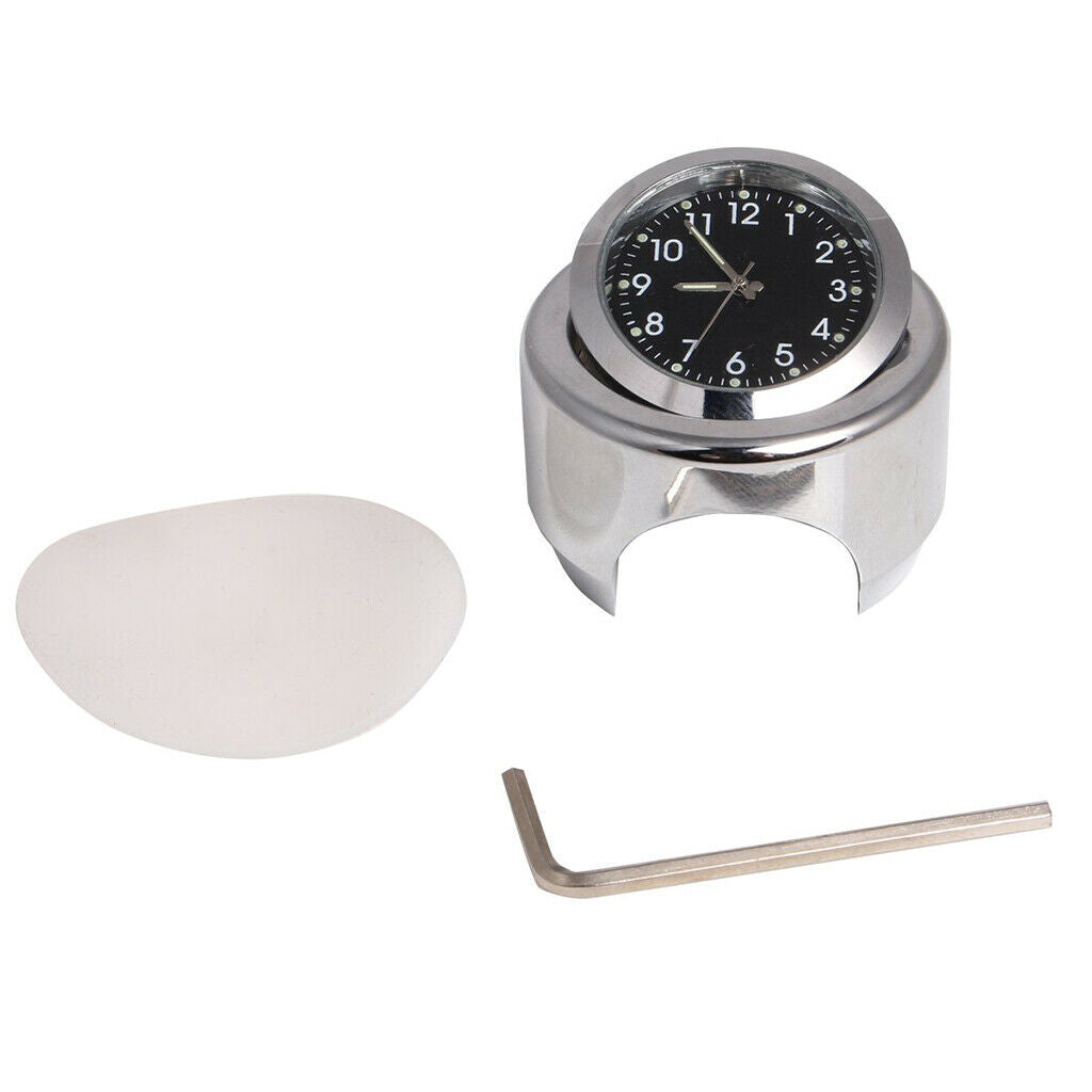 7/8 inch 1 inch Motorcycle Chrome Handlebar Black Dial Clock Fit for Motorbike
