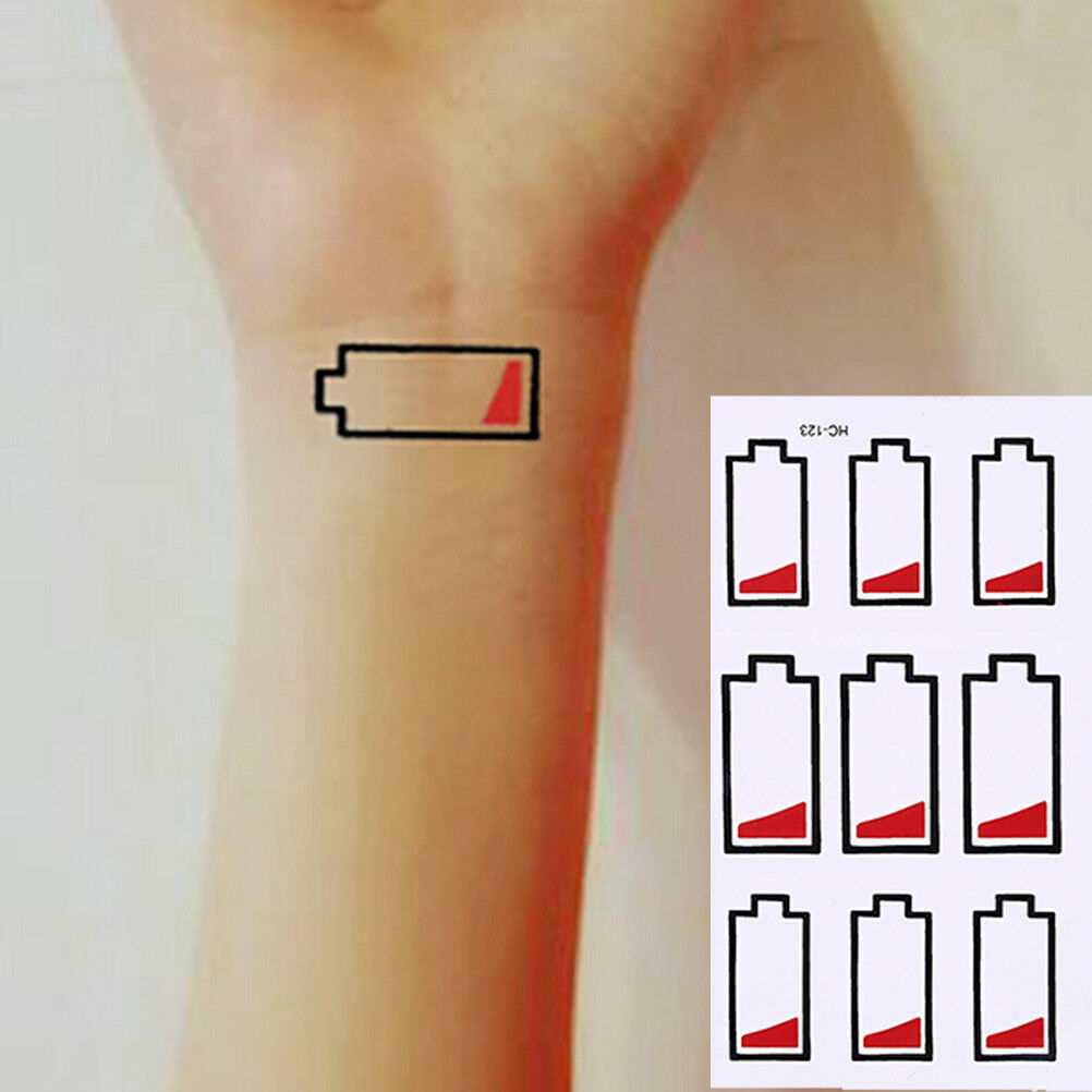 No Electricity Prompt Temporary Tattoos Body Arm Leg Waterproof Tattoo.Sticke DD