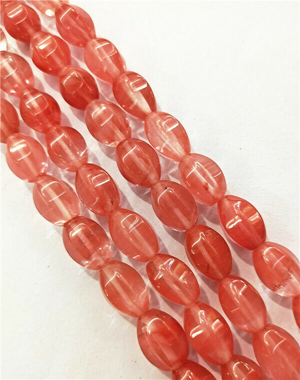 1 Strand 14x10mm Red Cherry Quartz Faceted Olive Spacer Loose Beads 15.5" HH7879