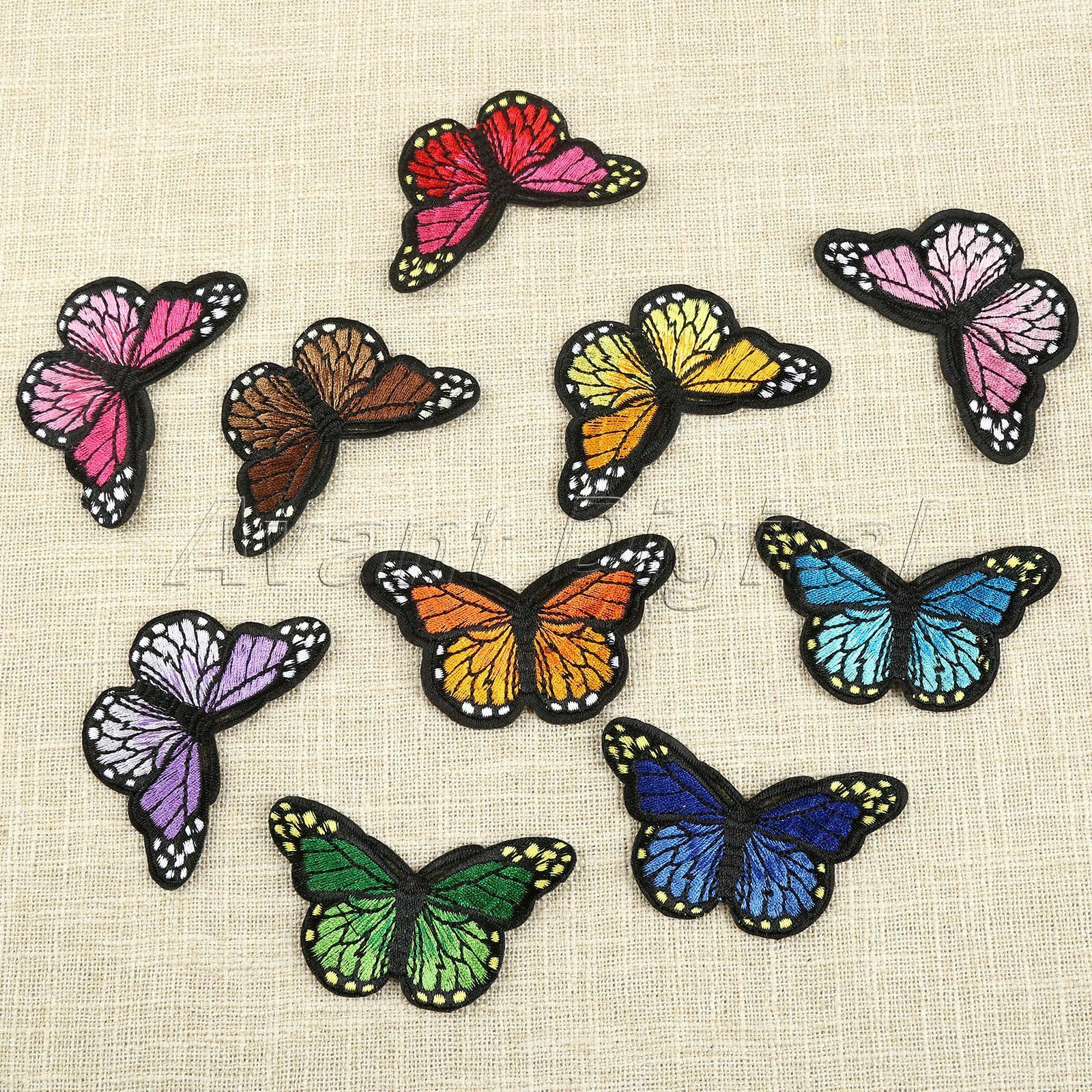 10Pcs Embroidered Butterfly Sewing Iron On Patches Appliques Badge For Clothes