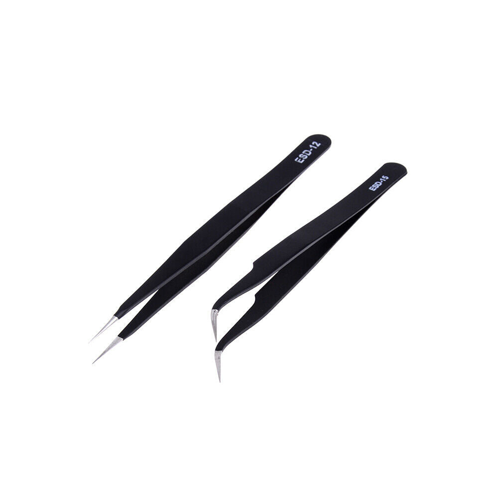 2pcs Anti-static Elbow and Straight Stainless Steel Tweezers Cake Mold .l8