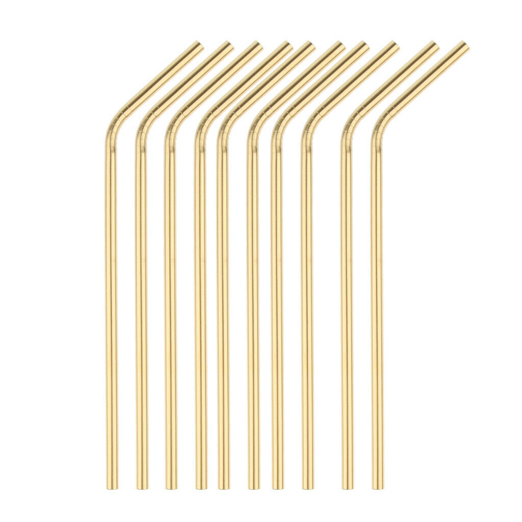 10 Pcs Reusable Bent Stainless Steel Straws Environmentally Friendly 21cm