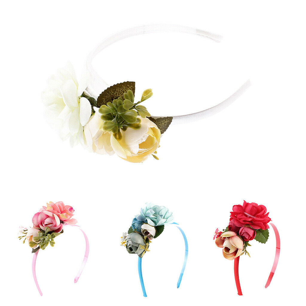 Handmade bride Floral Flower Crown Headband Garland Hair Accessories Pink