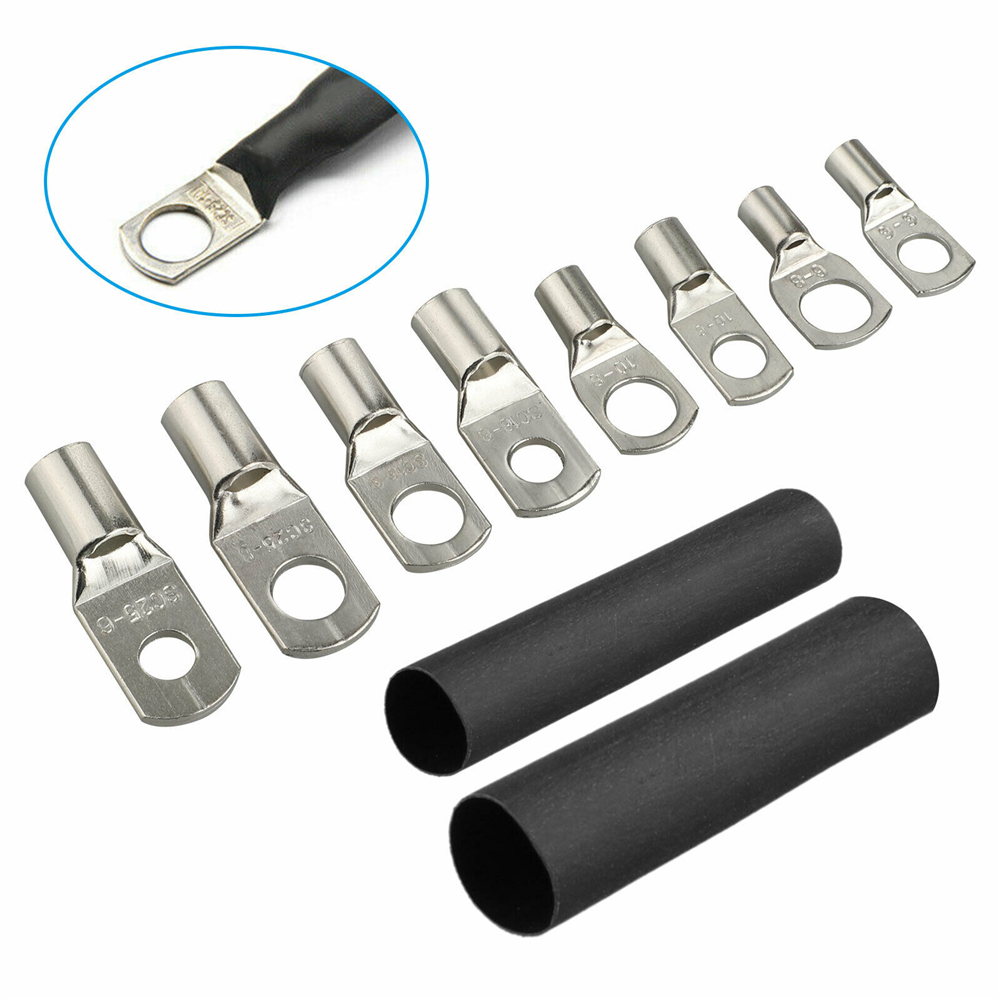 140PCS Battery Copper Cable Lugs Crimp Ring Terminals Electrical Wire Connectors