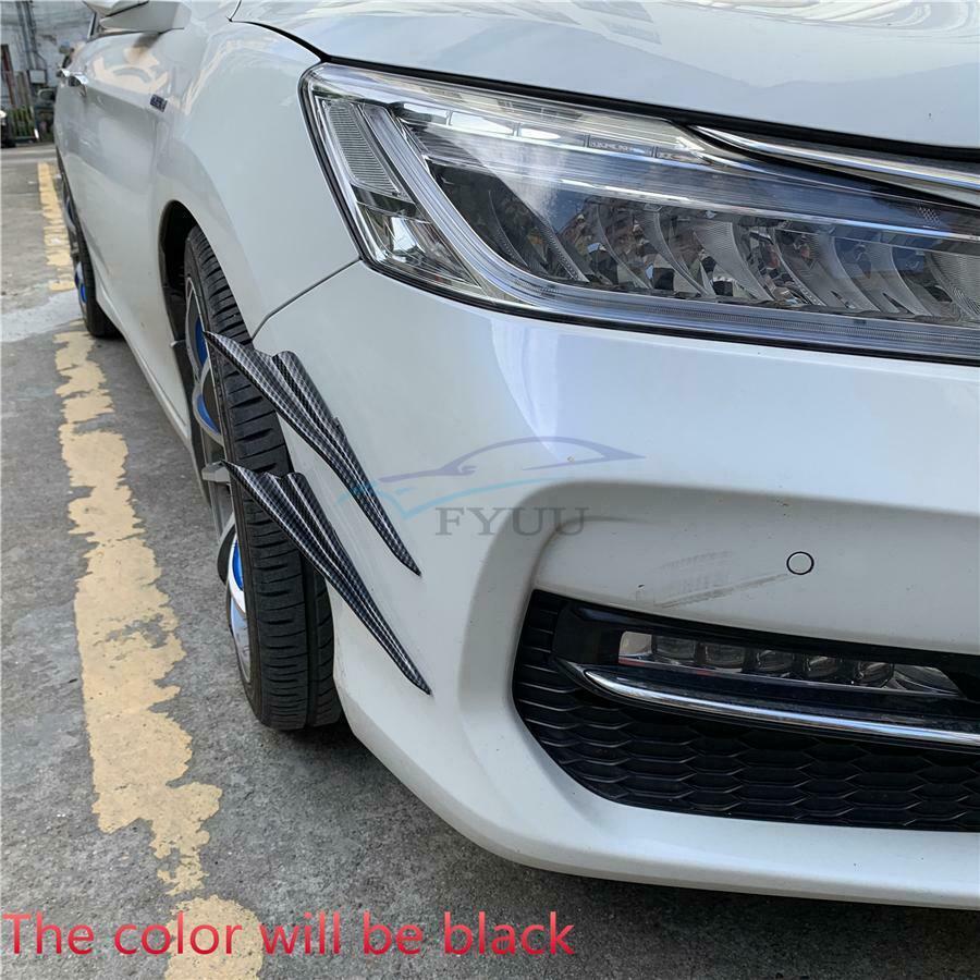 4Pieces ABS Matt Black Car Front Bumper Fin Spoiler Wing Lip Separator Universal