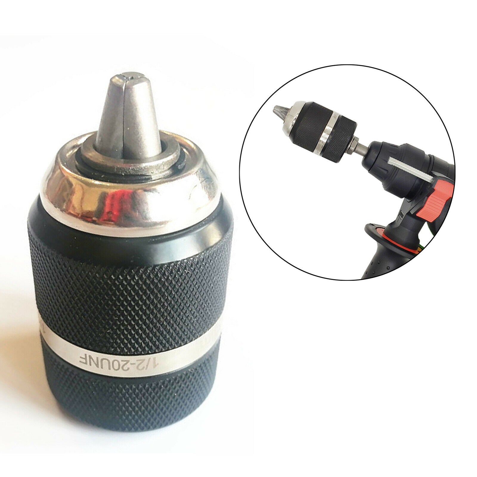 1pc Metal 1/2 Inch Keyless Drill Chuck 3 Jaw 1.5-13mm Quick Change Adapter