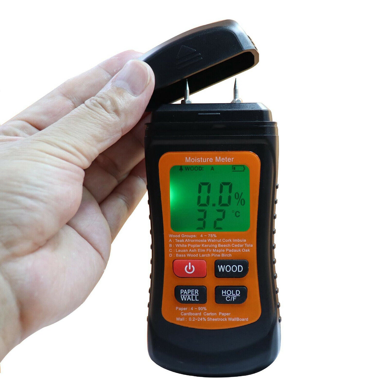 Handheld Wood Moisture Meter Hygrometer Pin-type Scanner for Walls Firewood