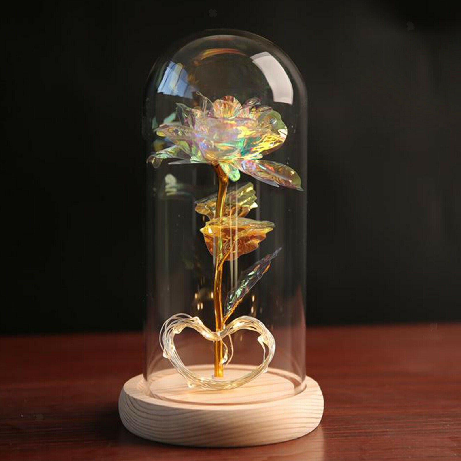Eternal Rose Dome Cover LED Light Beauty Flower Mothers Day Valentine's Gift