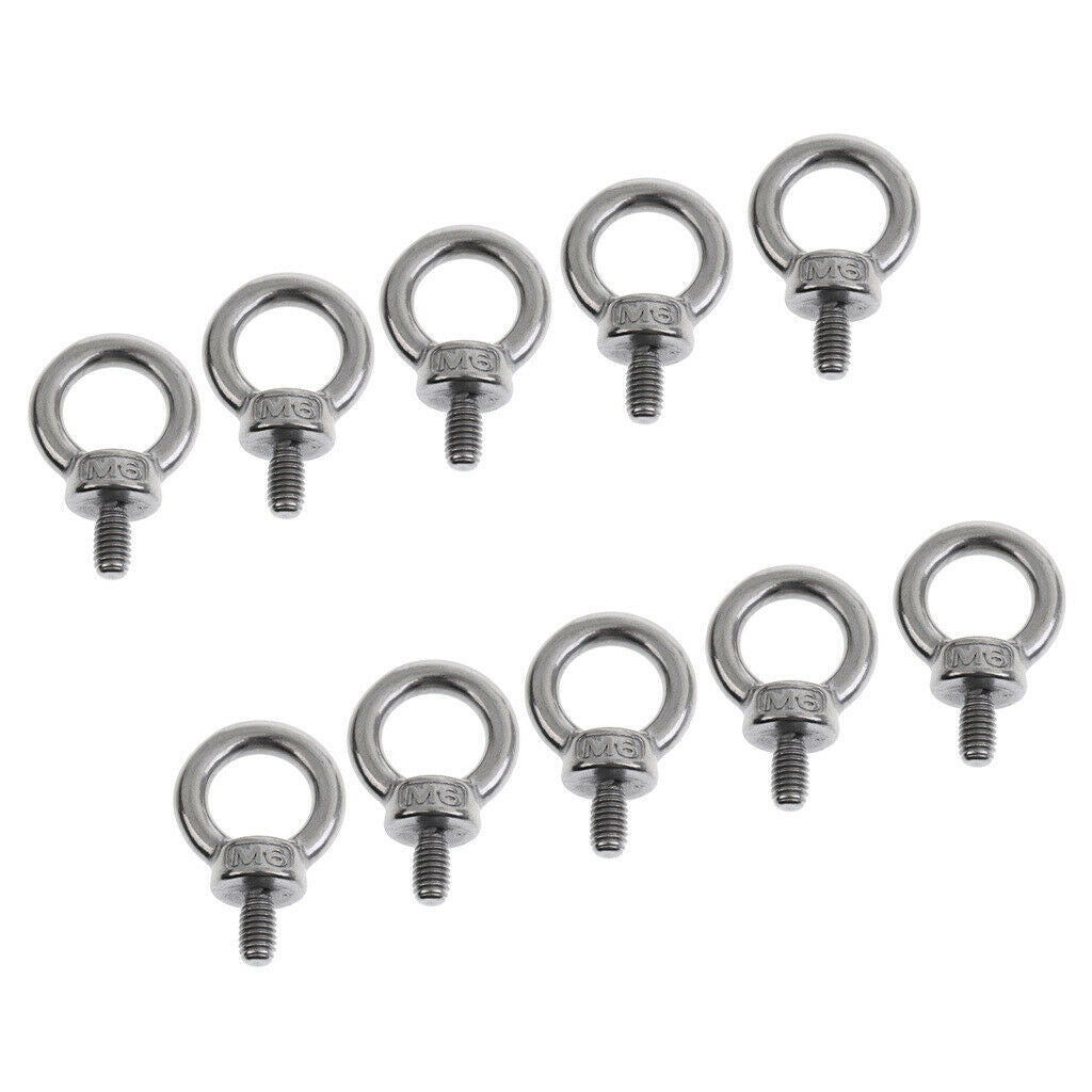 10 Pack 304 Stainless Steel Lifting Eye Bolt Female Shoulder Ring Screw M6