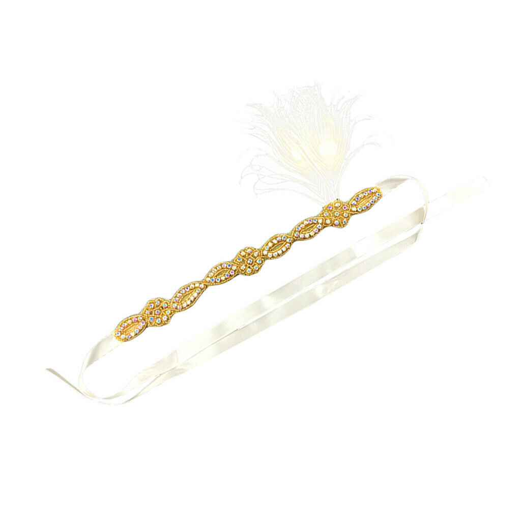 Wedding Jewelry Bridal Hair Accessory Rhinestone Feather Hair Hoop Headband