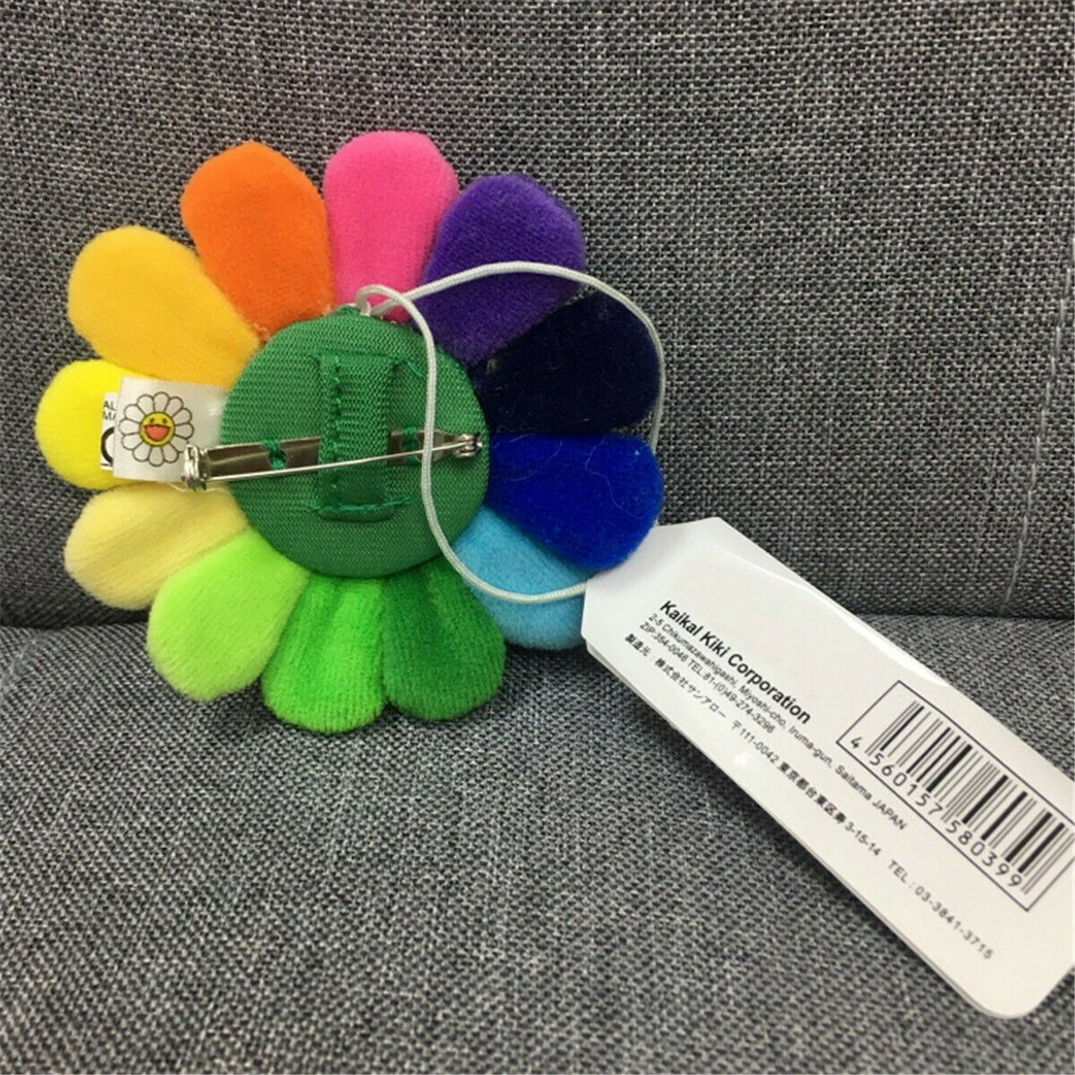 Takashi Murakami Kiki Kaikai Flower Brooch Rainbow Pin Badge Strap Plush Pendant