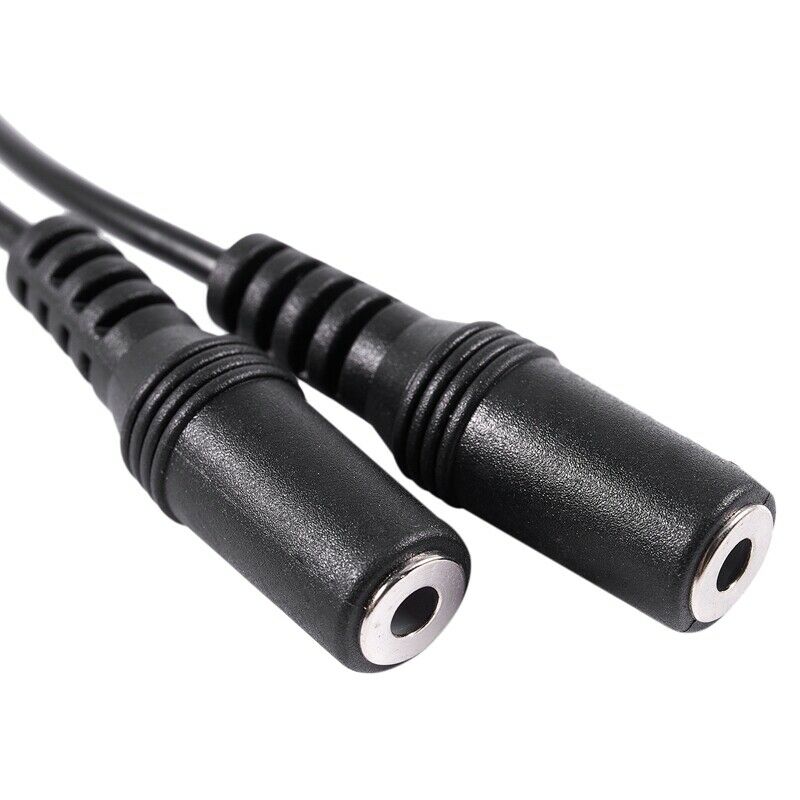 28cm 3.5mm Female to Dual Jack Female Y Splitter Stereo Audio Cable Black G7O9O9