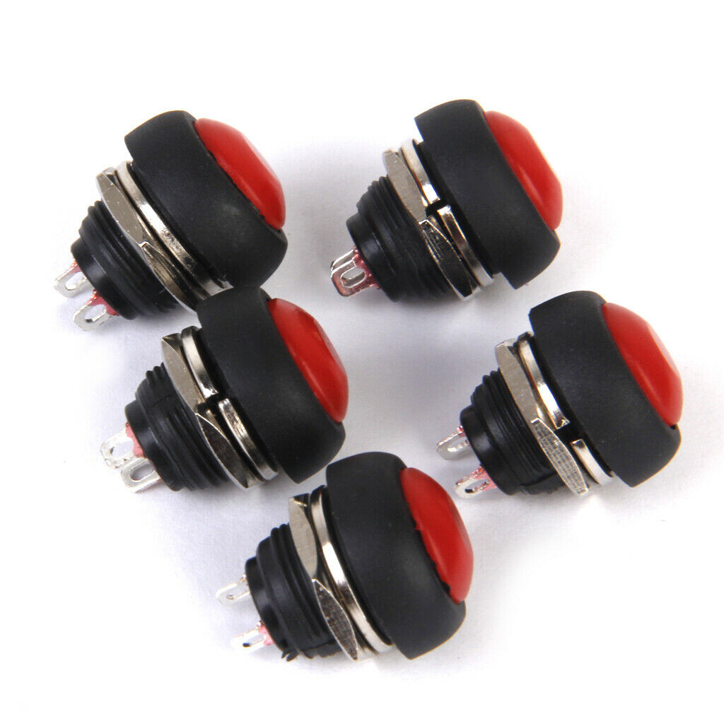 5x Momentary Push Button Horn Switch for Doorbell/Boat/Car Waterproof Red