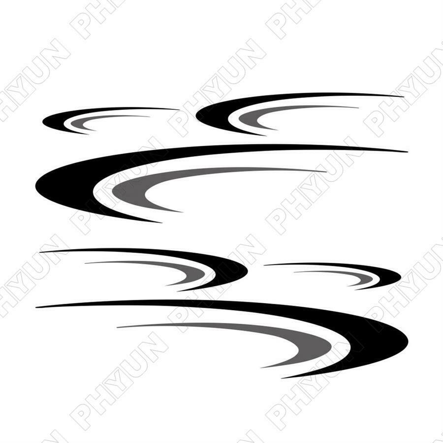Universal Car 2 Side Body Stickers Black + Grey Wave Style For Camper RV Trailer