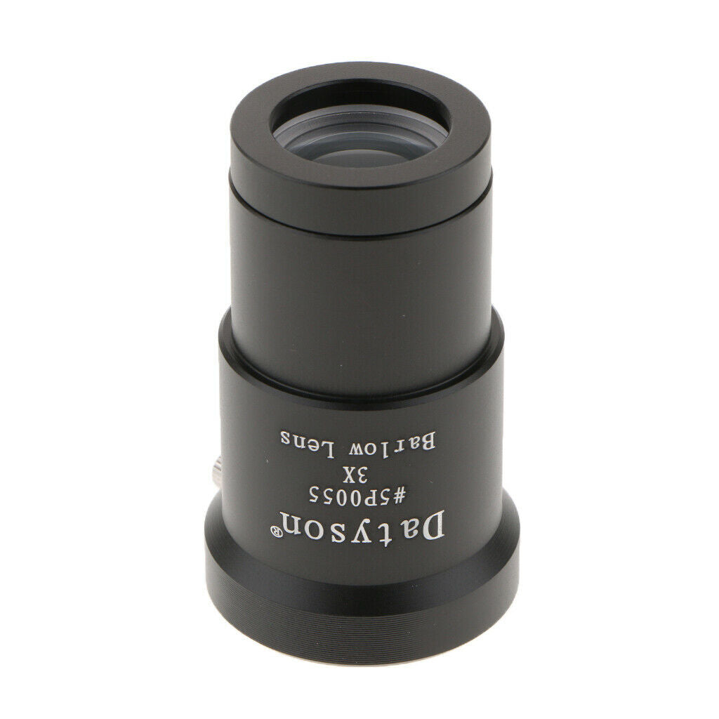 1.25” 31.7mm 3X Magnification Metal Barlow Lens for Telescope Eyepiece Black