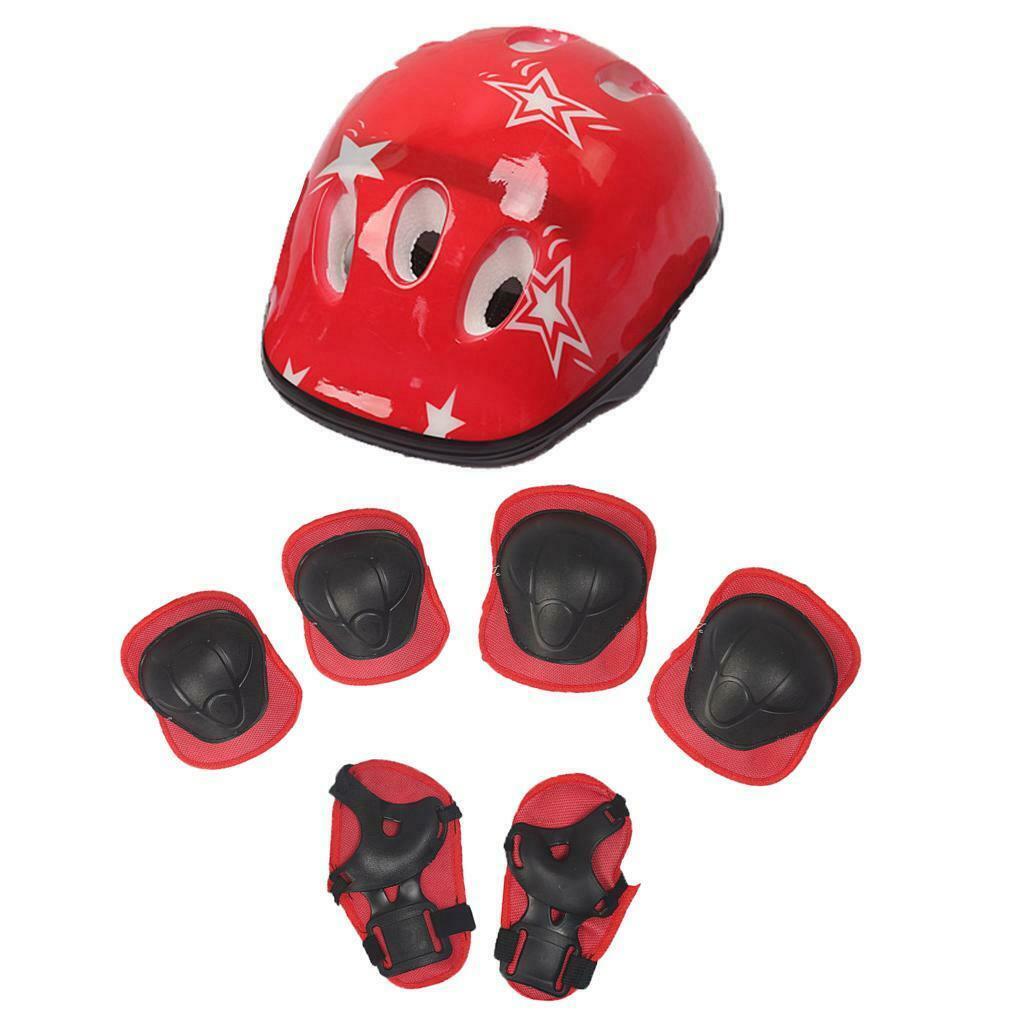 Kids Elbow Knee Wrist Protective Guard Pads Safety Gear Skate Bike Red 7Pcs
