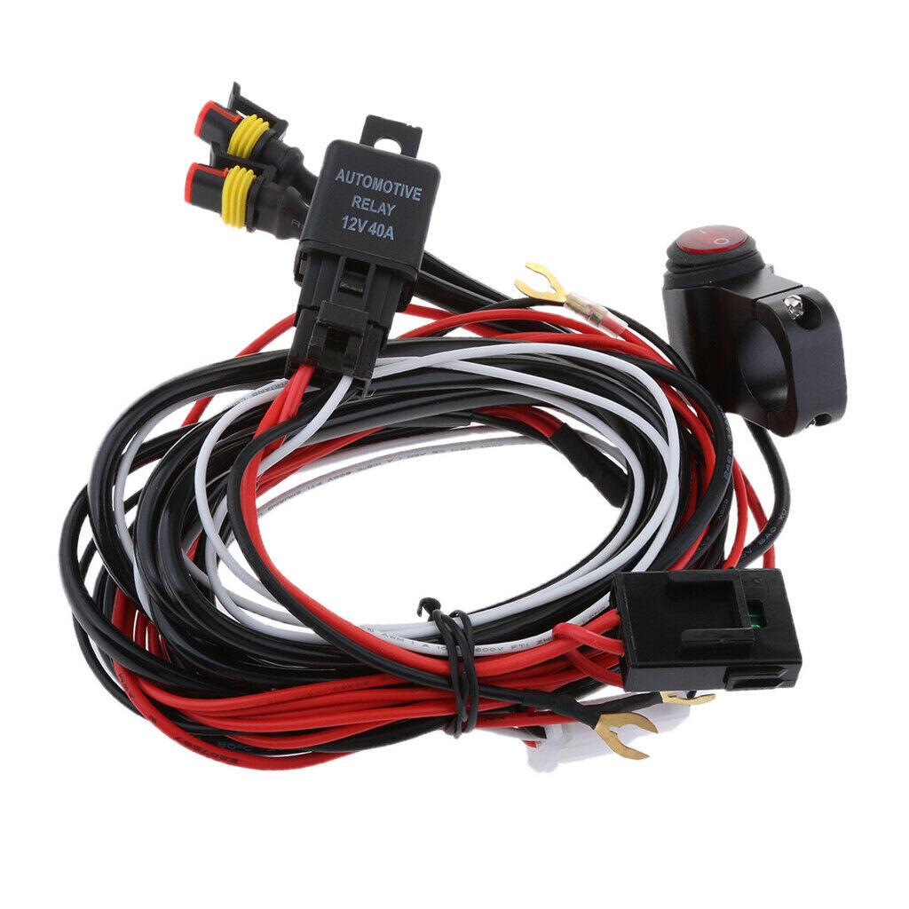 40A 12V LED Work Light Bar Wiring Harness Relay Loom Kit
