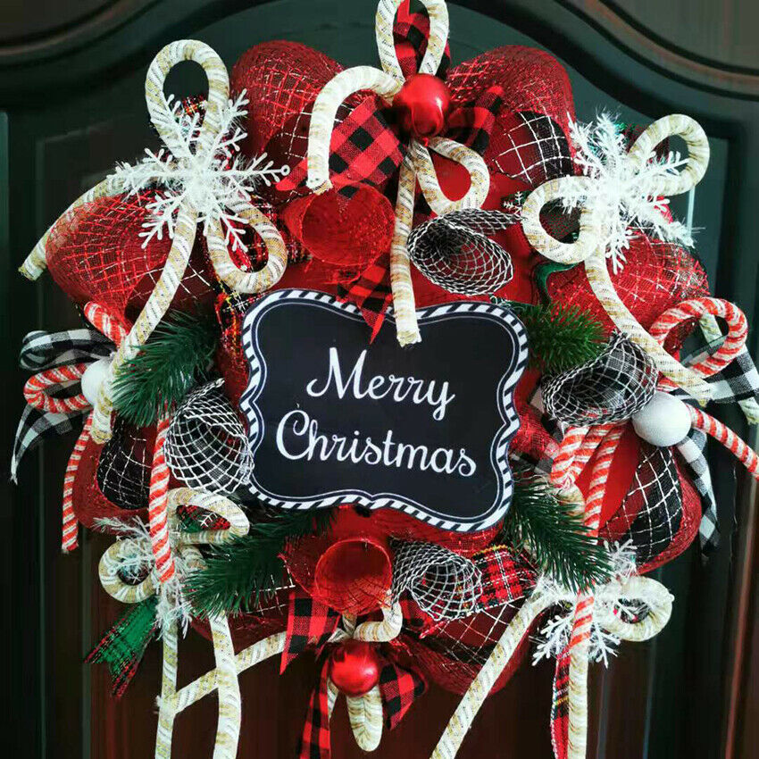 Christmas Tree Wreath Door Hanging Flower Garland Window Wall Ornamen Xmas Decor