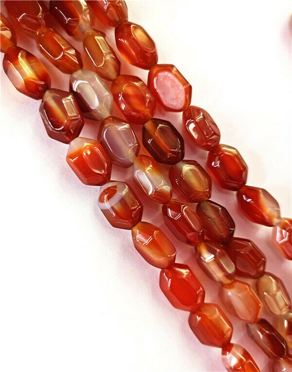 1 Strand 18x12x8mm Brown Red Agate Hexagon Spacer Loose Beads 15.5inch HH8489