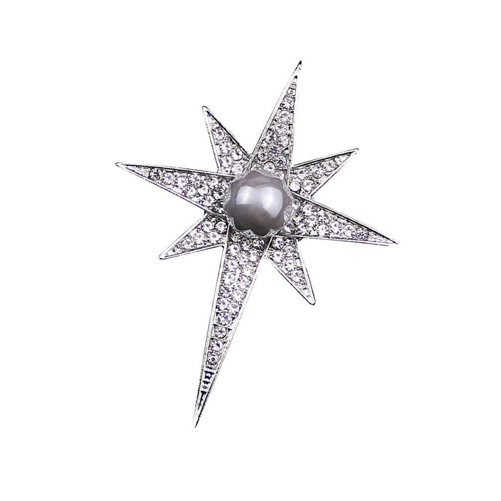 Elegant star style crystal stones brooch wedding jewelry gift -