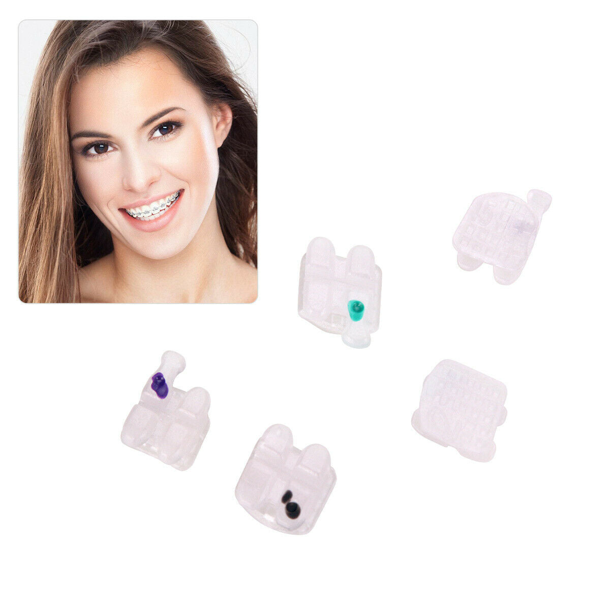 10 x Dental Ortho Brackets MBT.022 3 4 5HK Ceramic Marked Invisible Clear