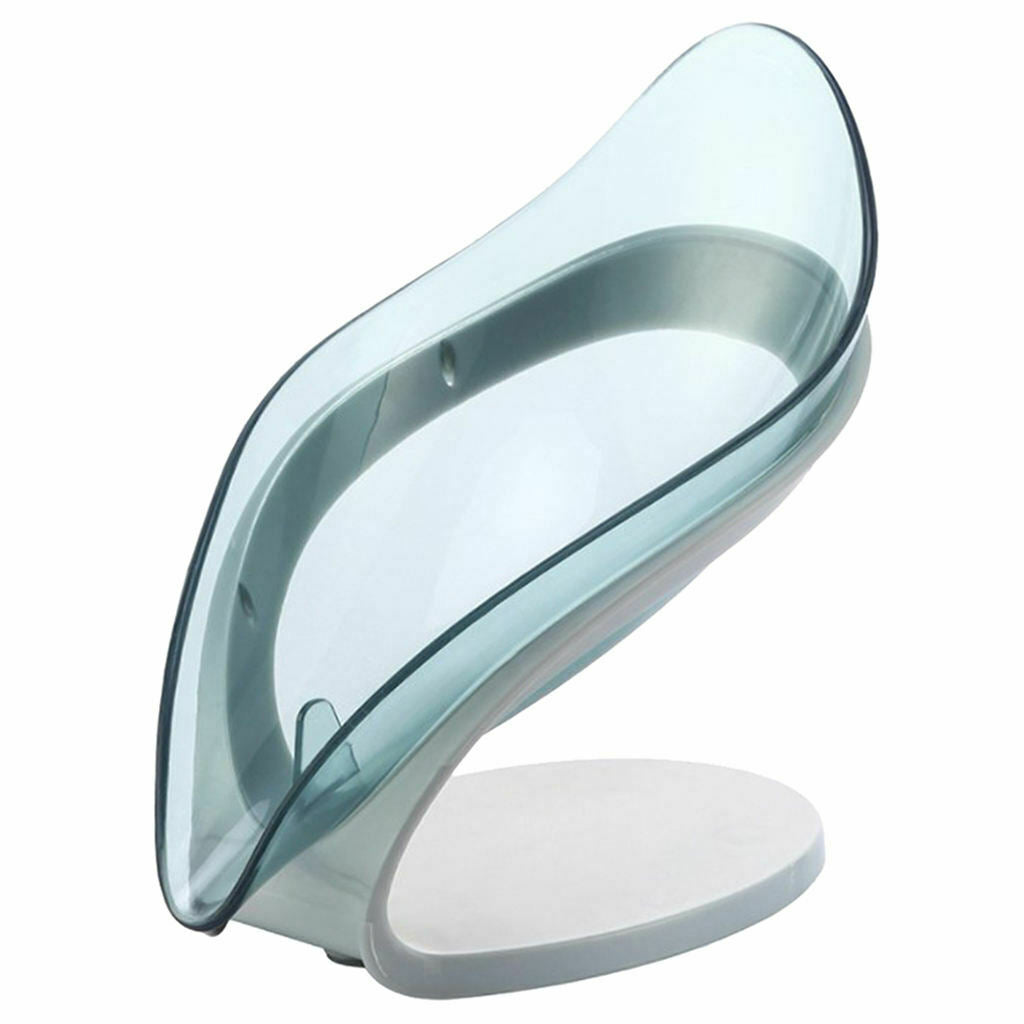Self Draining Soap Tray Box Bathroom Soap Dish Kitchen Sponge Holder Blue