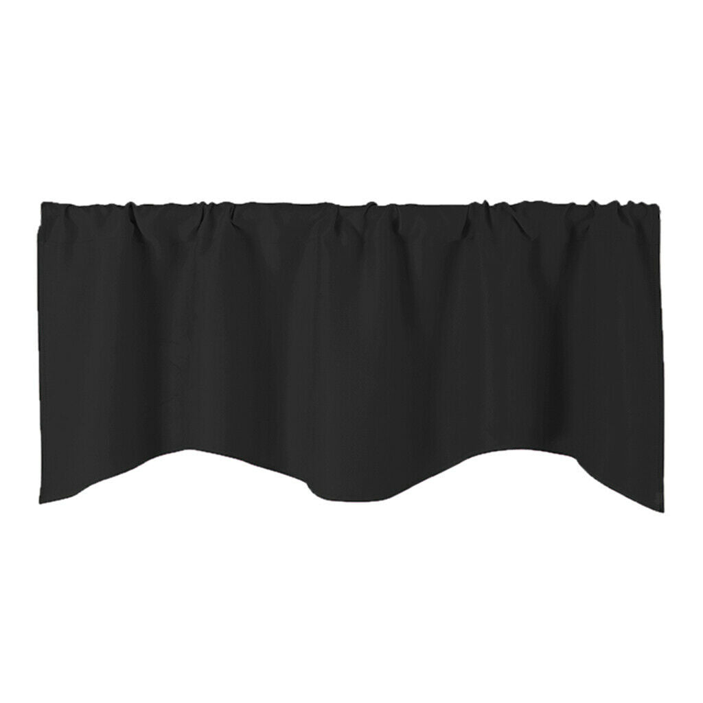4 Pieces Black Short Curtains Small Window Valances 52x18inch for Kitchen