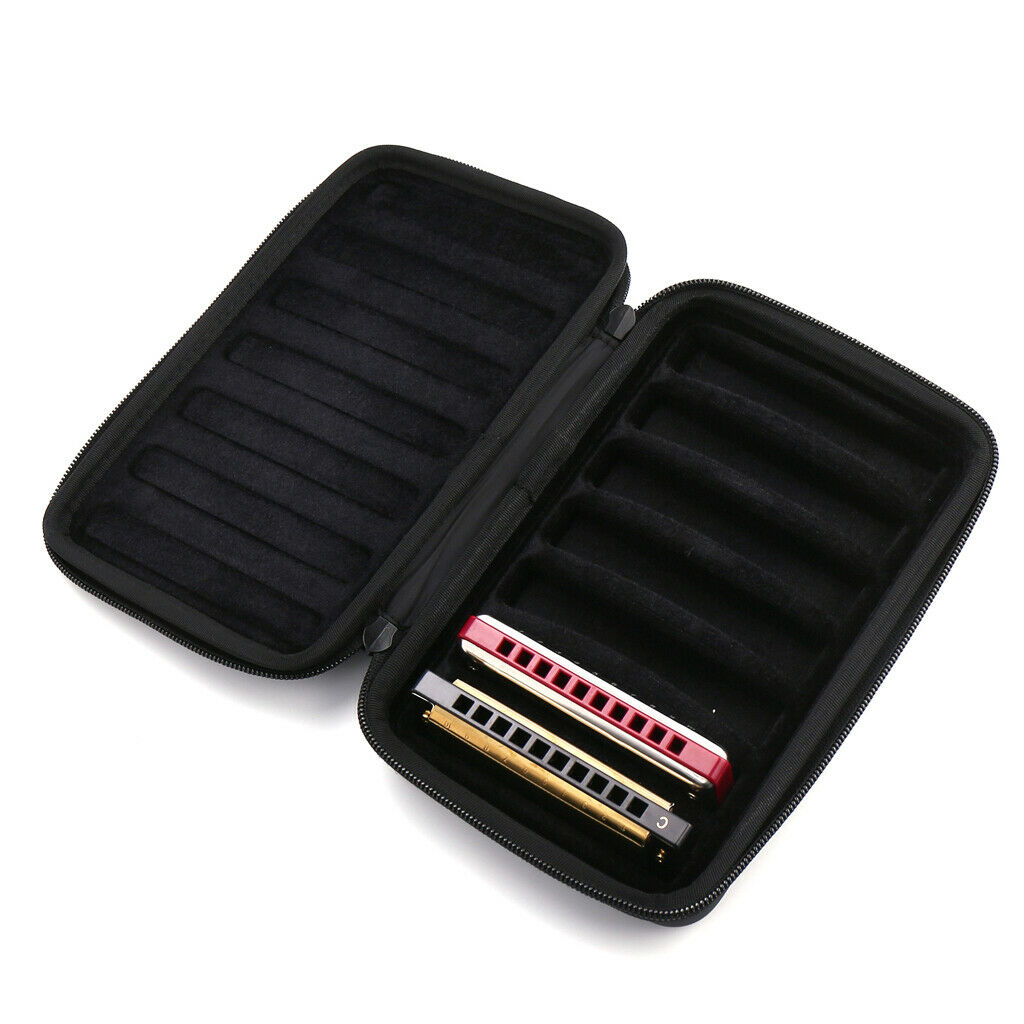 Carrying EVA Storage Box Organiser Soft Inner for 7Pcs 10-holes Harmonicas