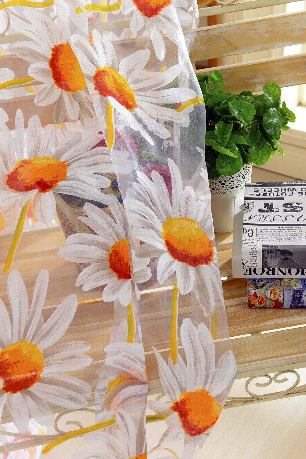 Sunflower Transparent Bird Nest Pattern Curtain Made Of Voile, Many Colors,