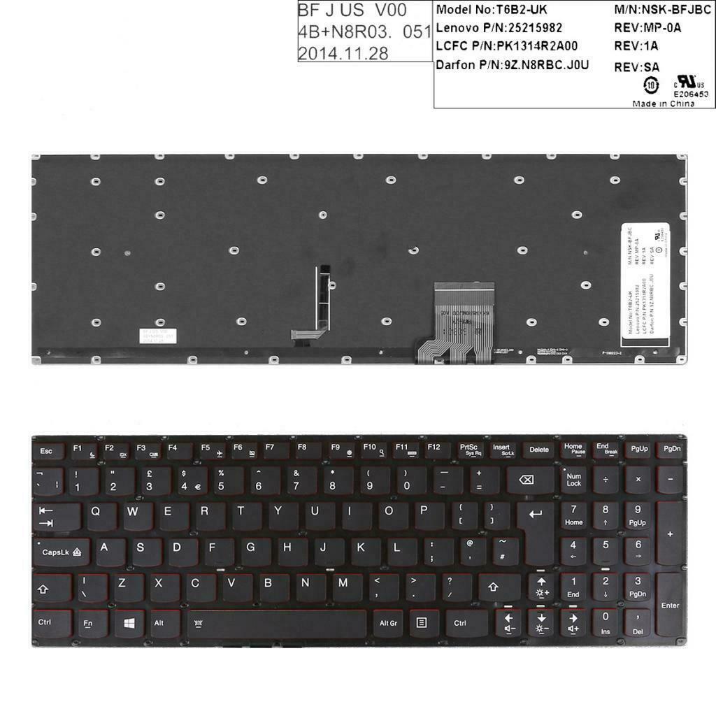 Keyboard for Lenovo Y50-70 Y70-70 UK Keyboard without Black Frame