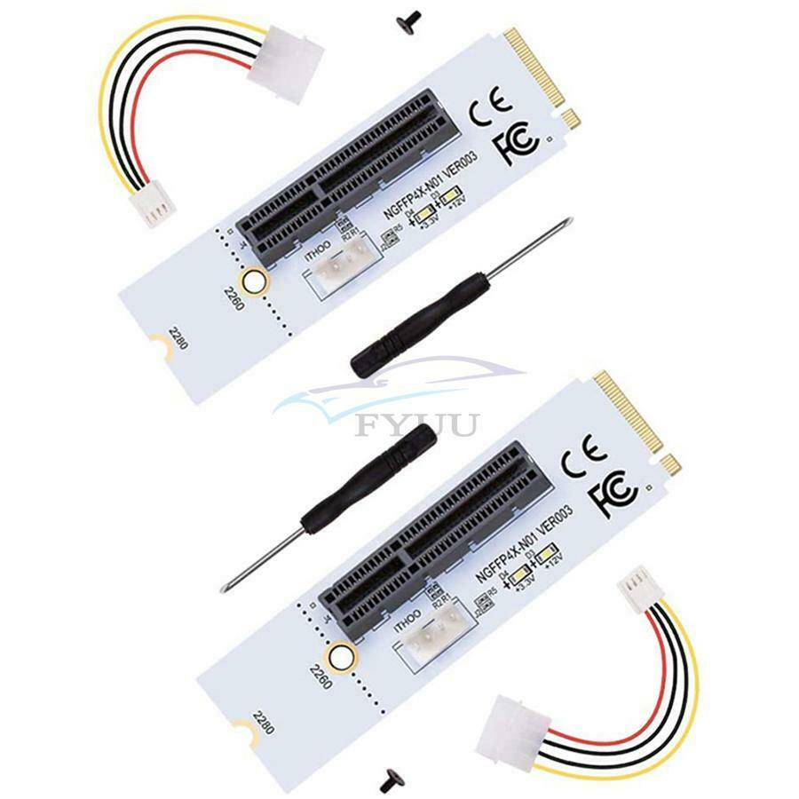 M.2 M Key NGFF To PCI-E X4 Conversion Interface Riser Card With 4PIN Power Cord