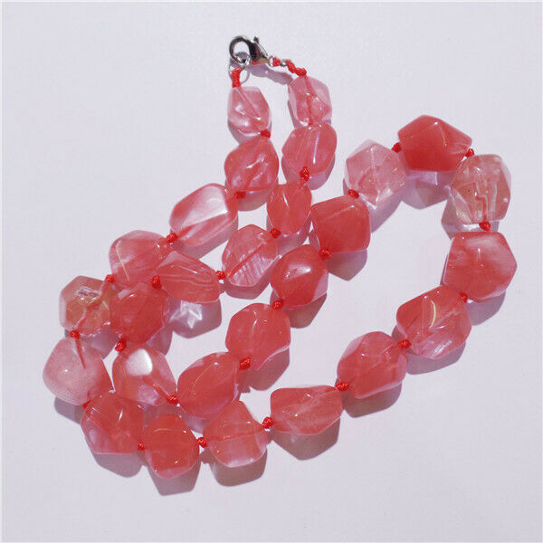1 Strand Women Red Cherry Quartz Freeform Beads Handmade Necklace 42cm HH9158