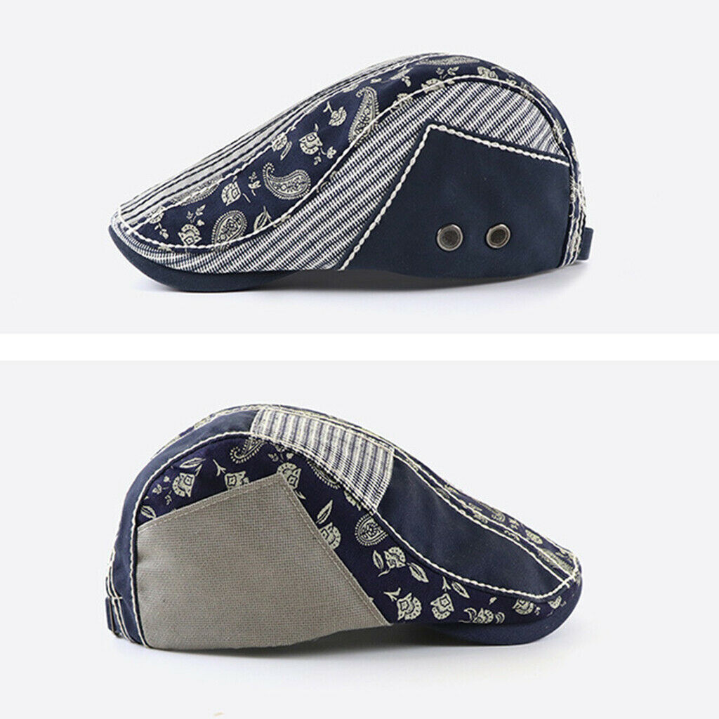 2pcs Men Patchwork Paisley Flat   Summer Baker  Newsboy   Sun Hat
