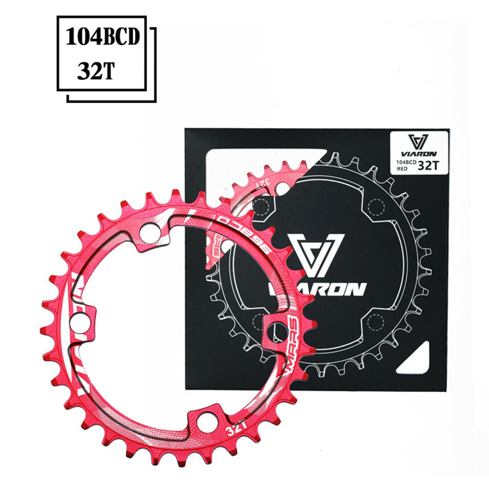 Bike Chainring Bicycle Aluminum Alloy 104BCD Replacement Chainwheel Red 32T