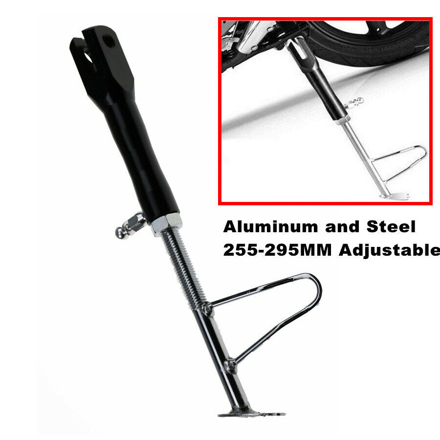 Motorcycle Bracket Scooter Kickstand Side Stand Post Leg 255mm-295mm Adjustable