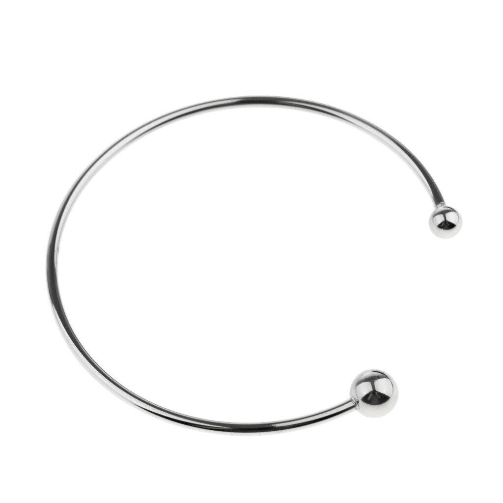 Double Ball Stainless Steel Open Cuff Bracelet Adjustable Mother Day Gift