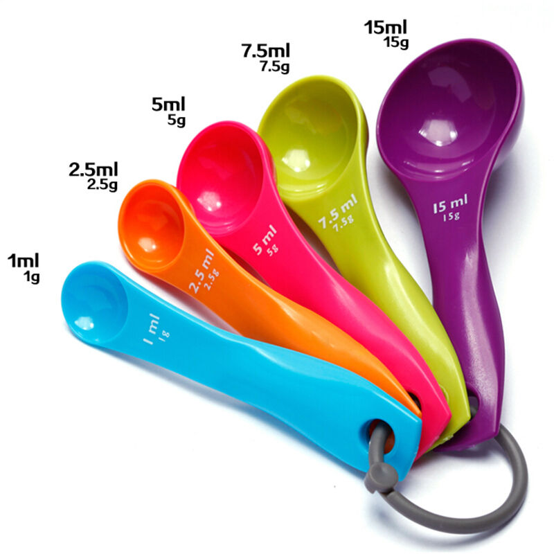 5 Colorful Measuring Baking Spoons Cups Kitchen Tools Teaspoons Utensil 1S.l8