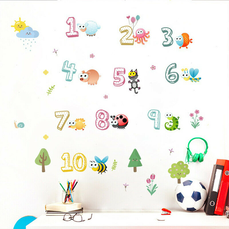 Cute Animals With Arabic Numbers Wall Stickers Nursery Mural Art Wall Dec.l8