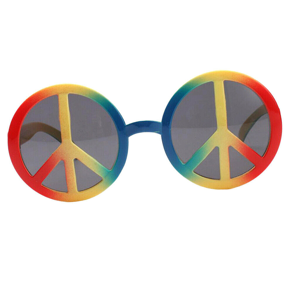 Retro Unisex Rainbow World Peace Sign Sunglasses Kids Adults Holiday Party Fancy