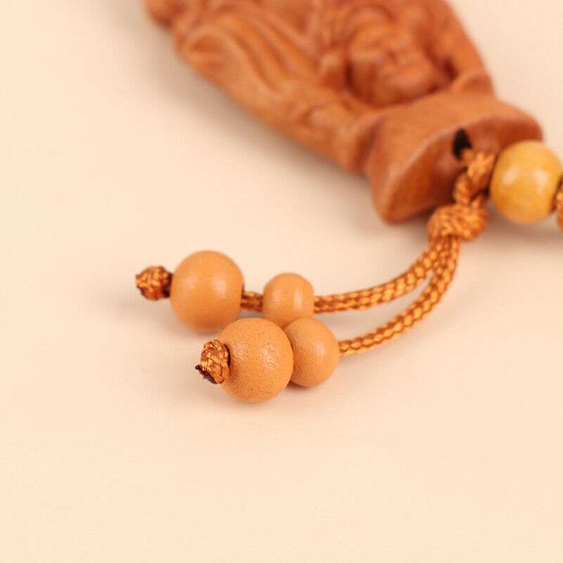 Mahogany Three-dimensional Engraving Key Chain Lifelike Buddha Pendant Key R Rf