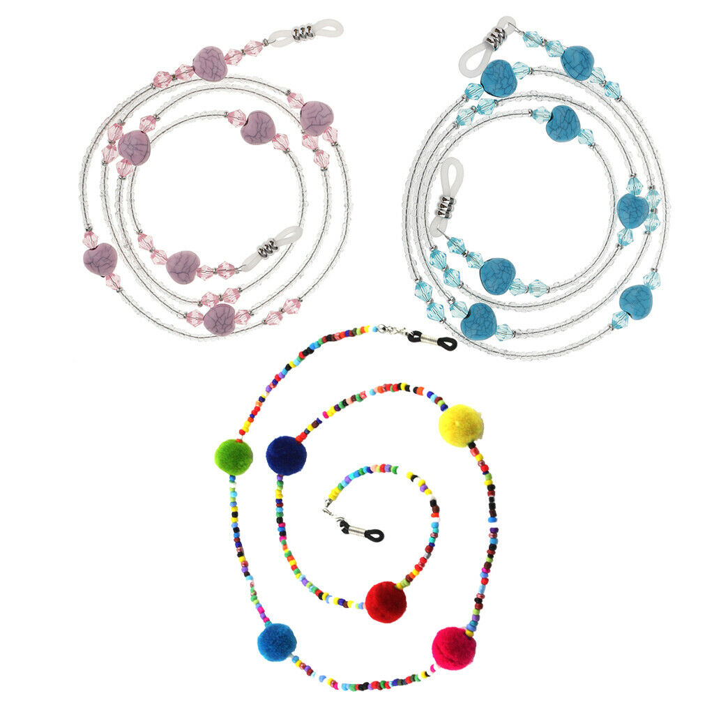 3 Pieces Eyeglass Cord Holder Necklace Sunglass Neck Strap Chain Eyewear