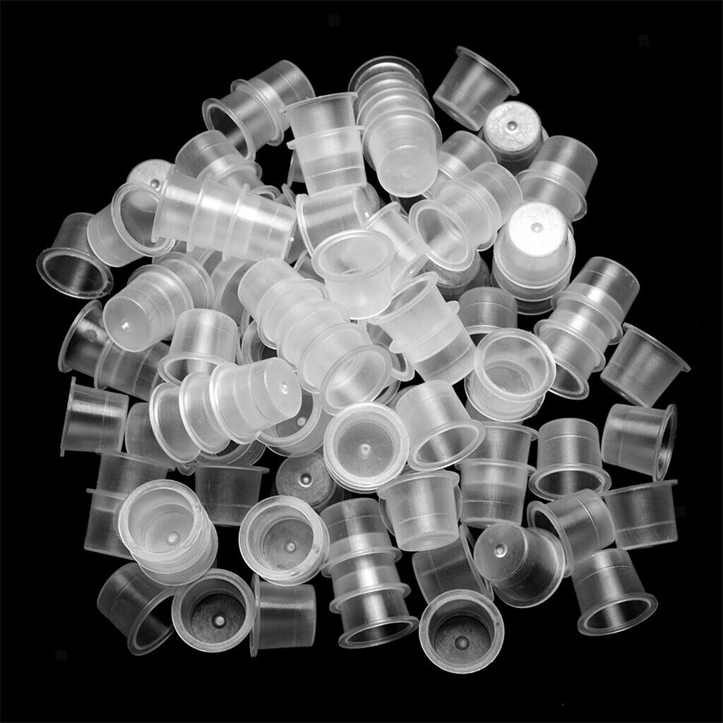 100 pcs Disposable Plastic Tattoo Cup Pot Pigment Ink Holder Tattoo Tools S