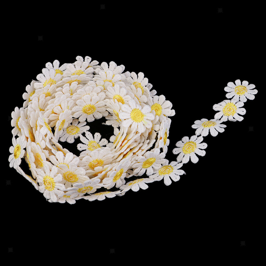 3 YARDS FLORAL LACE TRIMMINGS 25mm DAISY CROCHET DRESSMAKING SEWING EDGIONG