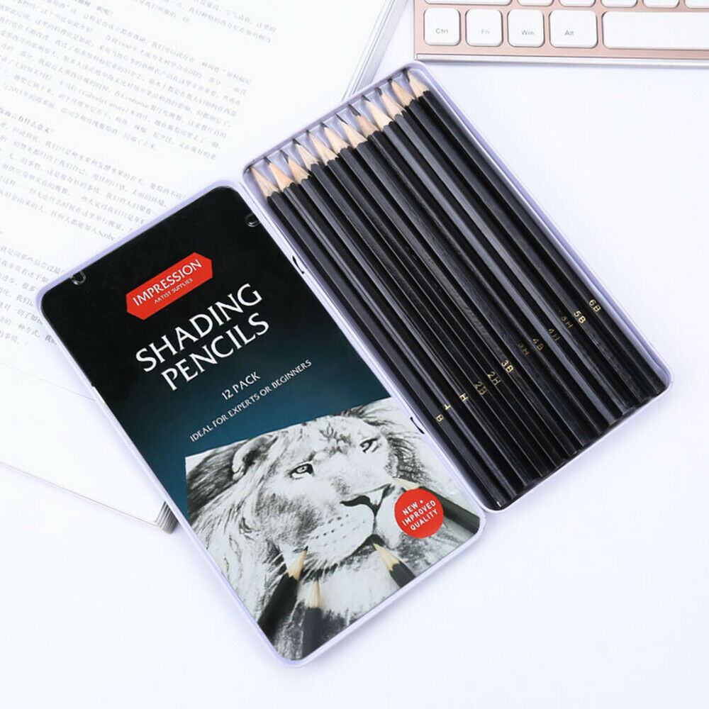 Pre Sharpened Black Wood School Pencils Drawing Art Student Office Supplies 12PC
