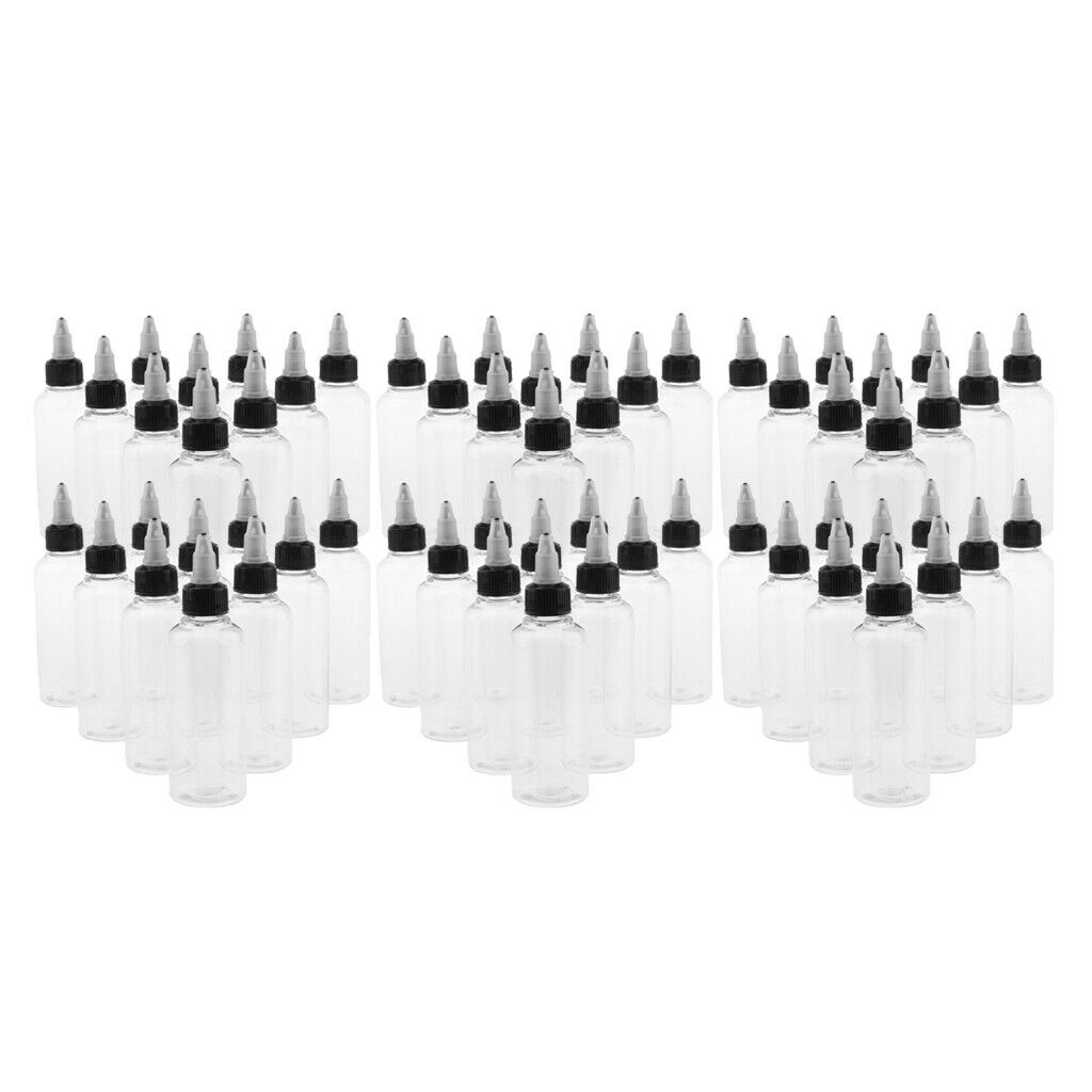 60x 3.4oz Clear Plastic Pointed Makeup Crafts Bottles for Paint Oil Glue