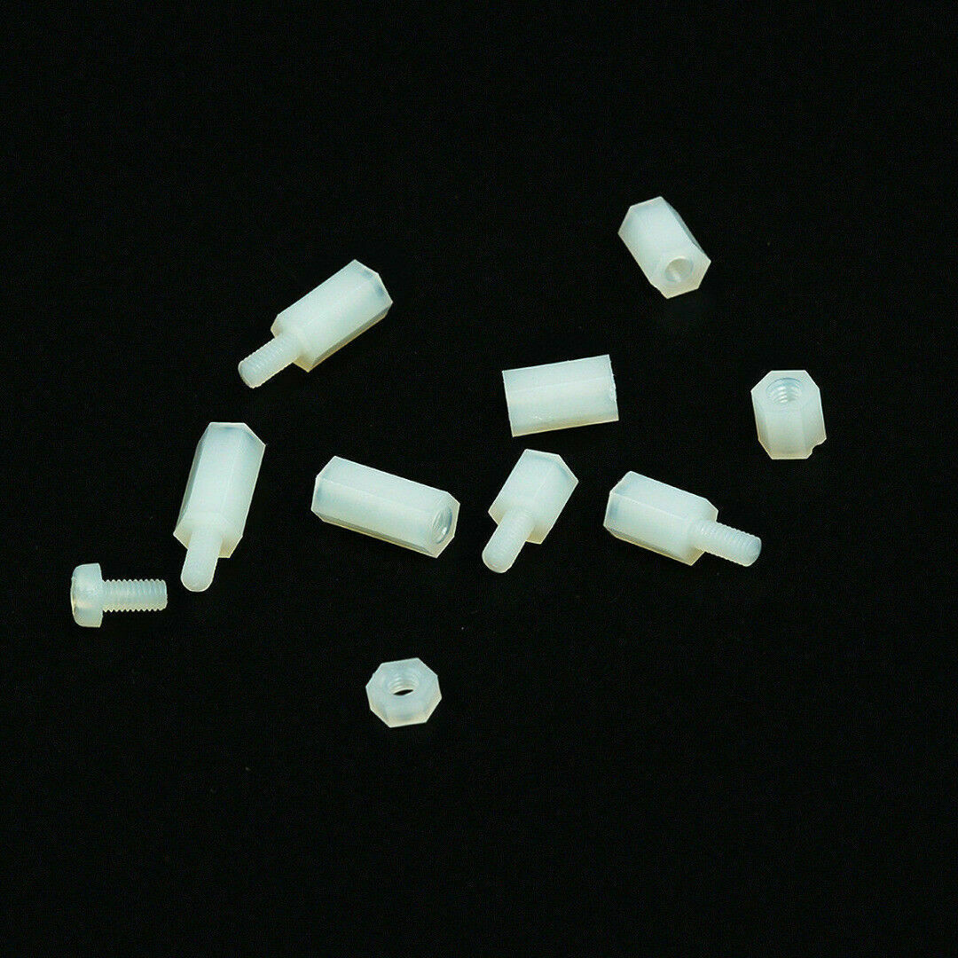 300pcs Nylon Hex M3 Spacers Screw Nut Standoff Male-Female Kit White with Box